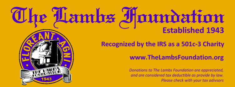 The Lambs Foundation purple logo on gold background