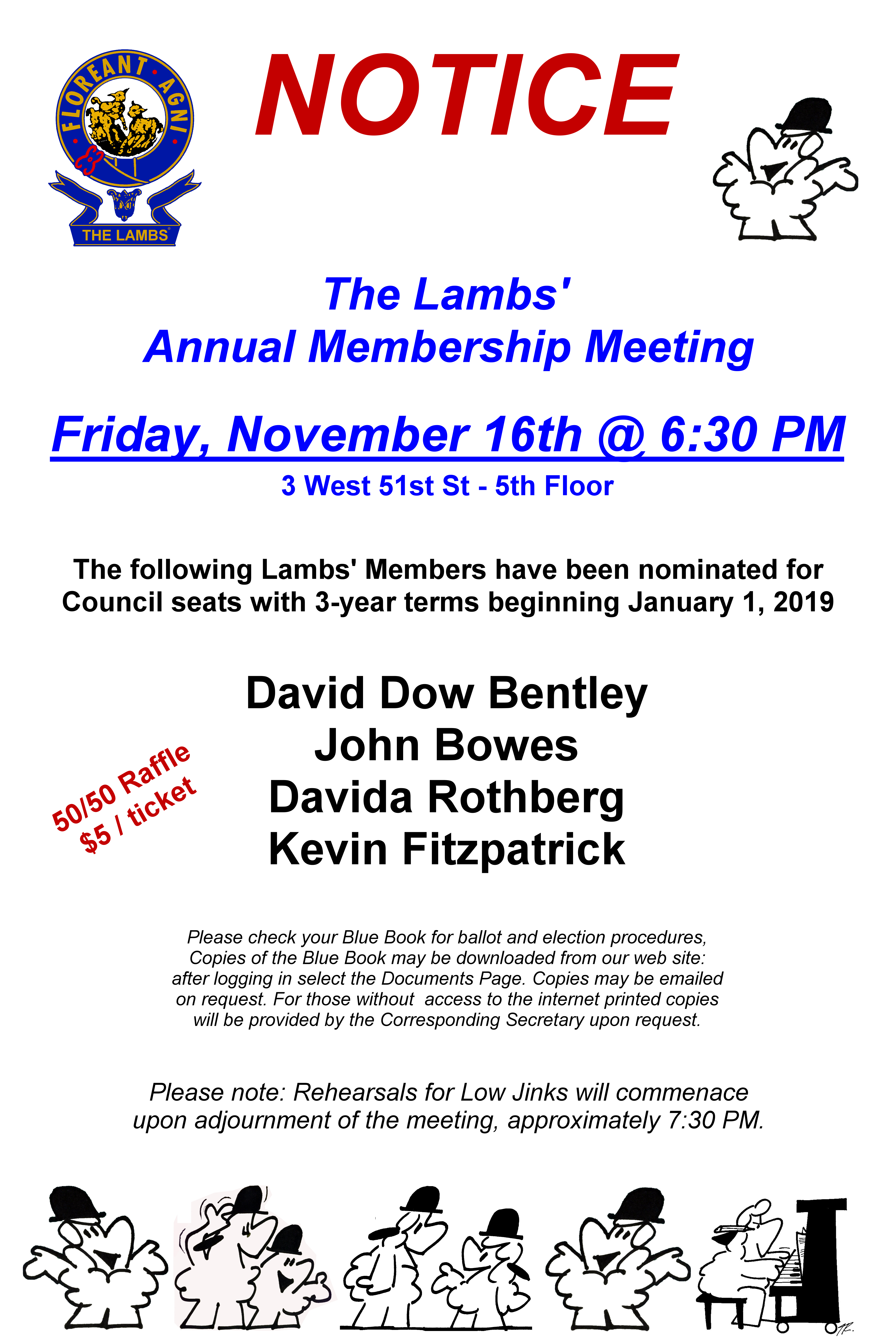 The Lambs' annual meeting notice flyer