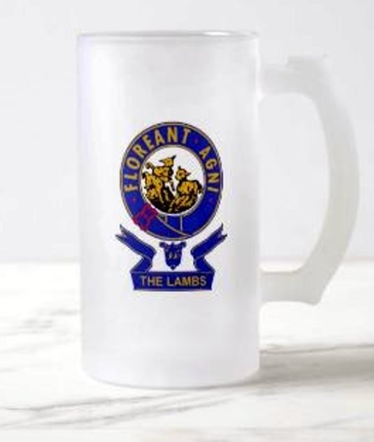 Frosted mug with "Floreat Agni" emblem.